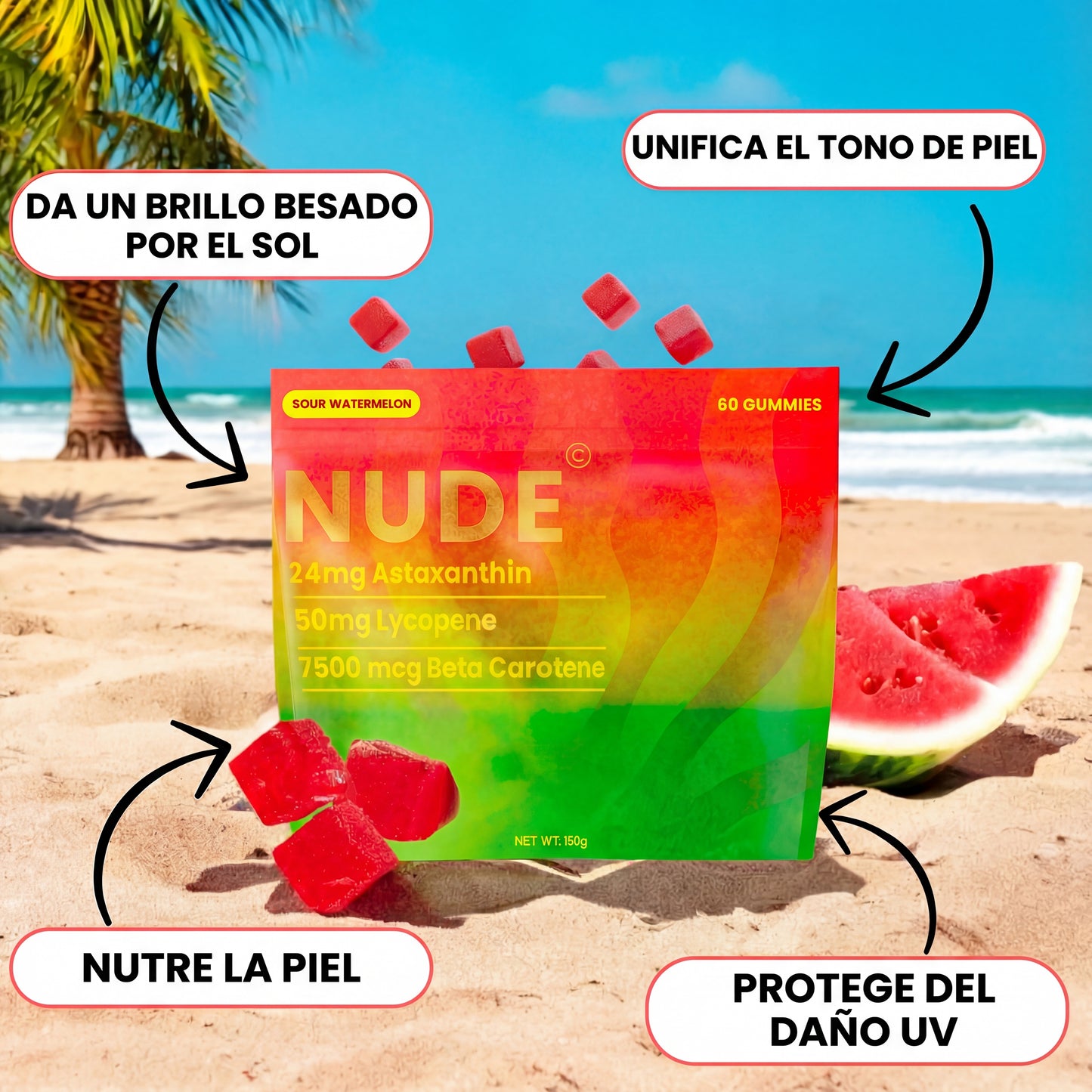 NUDE© - Gomitas bronceadoras Sin Azúcar